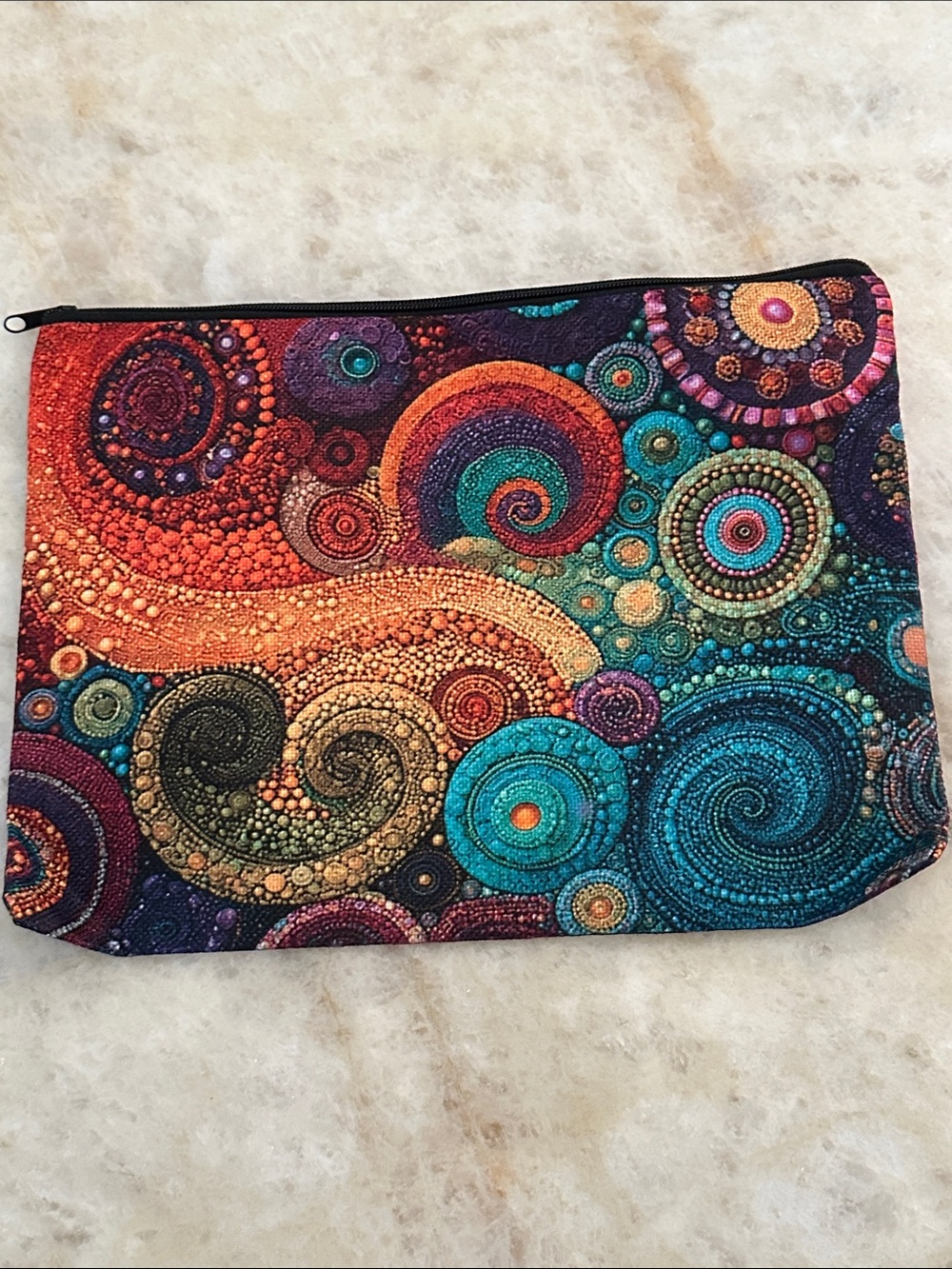 Multicolor Swirl Pattern Zip Pouch - Women's Bag